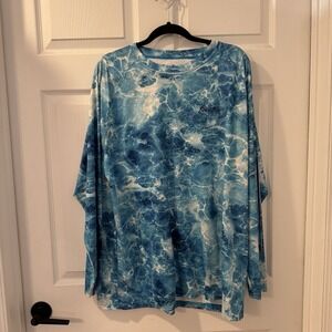 Bimini Bay Outfitters LTD Mens XL Long Sleeve Graphic Fishing Shirt Water Camo‎